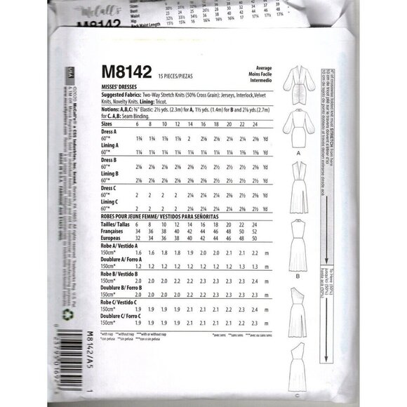 McCall's M8142 Misses 6 to 14 Off The Shoulder Dress Sewing Pattern New - Picture 2 of 2